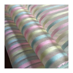 Regenbogen 1cm gewebter gestreifter Plain Fabric Polyester Fabric Mesh Net Fabric Organza