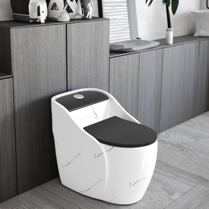 Recién llegado <span class=keywords><strong>de</strong></span> lujo, mármol, cerámica, Color blanco, <span class=keywords><strong>asiento</strong></span> negro, artículos sanitarios montados en el suelo, inodoro <span class=keywords><strong>de</strong></span> una pieza Inodoro - Product Image 3
