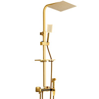 Ensemble de robinets de douche de luxe pour salle de bain en or, montage mural, système de douche