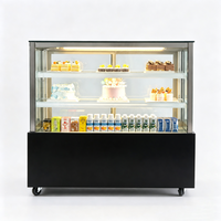 Vitrine réfrigérée pour gâteaux à angle droit de 1,5 m avec porte arrière, vitrine à gâteaux en verre trempé anti-buée pour boulangerie