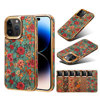 Étui de téléphone Denior Cork à imprimé floral avec cadre électro-plaqué, compatible avec la charge magnétique pour iPhone 15/14/13/12 Series
