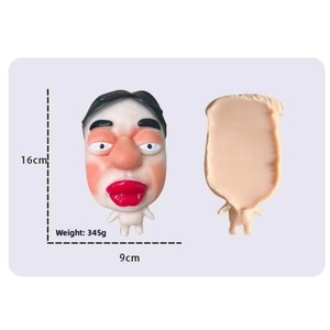 Jouet anti-stress sensoriel et de farces en TPR souple à rebond rapide, en forme de tête surdimensionnée à lèvres rouges et visage amusant, personnage comique - Product Image 6