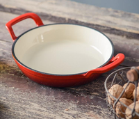 Petite poêle à frire en fonte émaillée antiadhésive à double poignée, plaque de cuisson, poêle à frire, compatible gaz et induction