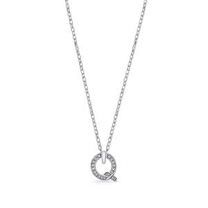 Collana con Ciondolo a Forma di Diamante Q in Acciaio Inossidabile, Charm con Lettera Q da 6mm, Gioielleria Raffinata - Product Image 1