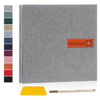 Álbum de lino simple autoadhesivo laminado DIY álbum de fotos vintage hogar gran capacidad