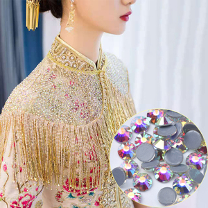 Yantuoクリスタル卸売り強い接着剤ホットフィックスフラットバックラインストーンAB色ホットフィックスフラットバックラインストーンバルク衣類用 - Product Image 1