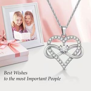 SPJ New Arrival S925 Sterling Silver <b>Infinity</b> Heart Pendant <b>Necklace</b> Fine Jewelry for Women Jewelry Manufacturer - Product Image 2