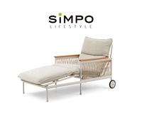 SIMPOLIFESTYLE Mobilier d'extérieur haut de gamme OLIVIA, Chaise longue de luxe en aluminium et tissu pour jardin, terrasse, hôtel, piscine, cour et parc
