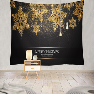 Tapisserie murale en polyester imprimée Noël, sapin de Noël, Père Noël, flocon de neige, lavable en machine, décoration murale, art mural, vente en gros - Product Image 3
