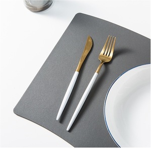 Leather Placemat Waterproof Double Layer Nordic Style Heat Insulating Table <b>Mat</b> Solid Color Eco Friendly Household Use - Product Image 2
