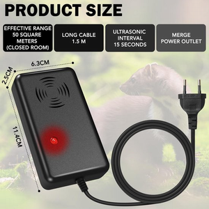 Répulsif à ultrasons pour souris avec prise secteur pour 50 m² - Piège à martre ultrasonique pour grenier, grange, garage, sous-sol - Product Image 2