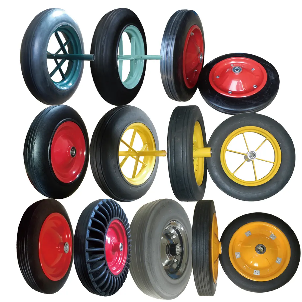 Puncture Proof Solid Rubber Caster Tire Wheel For Wheel Barrow Wheelbarrow With 2.50-8 3.00-8 4.00-8 13 14 16 Inch