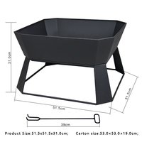 Polygone extérieur metal firepit design avec la combustion du bois dans le jardin et patio Brazier
