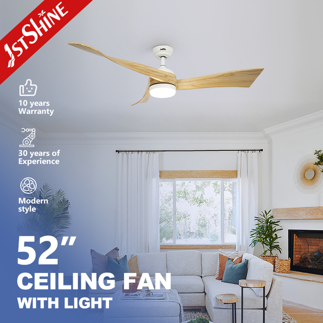 1stshine Solid Wood Blades Remote Control Modern Design Smart Home Efficient Quality Assurance Ceiling Fan With Led Light