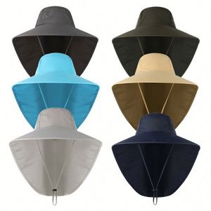 Quick Dry Nylon Wide Brim Fishing With Neck Flap Upf 50+ Protection Bucket <b>Sun</b> <b>Hat</b> Cap Kappe for <b>Men</b> and Women Hiking - Product Image 2