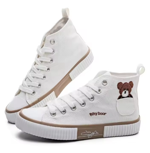 Chaussures tendance pour femmes, style classique, respirantes, avec poche, en toile blanche, à bout haut - Product Image 4