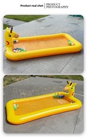 Piscine gonflable carrée en PVC pour enfants, avec jets d'eau extérieurs, motif girafe de dessin animé, jouet de bain pour bébé, piscine à balles
