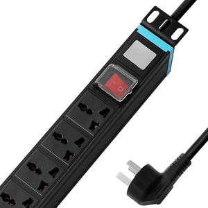 GLGW 8 Way Universal PDU Power Strip 1U <b>Rack</b> Mount Integral Copper Bar with Switch Cover Blue End 250V AC Aluminum Alloy Profile - Product Image 3