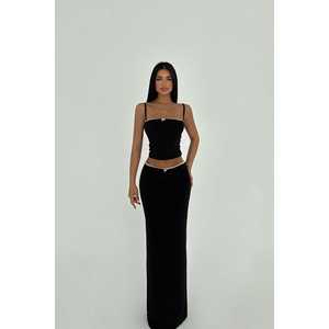 Costume formel noir avec jupe à boutons - Product Image 5