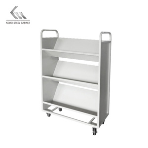 Chariot à livres en <span class=keywords><strong>acier</strong></span> double face, chariot de bibliothèque, chariot à livres double face, poignées des deux côtés, Keranjang Buku, Carrito De Libros - Product Image 2