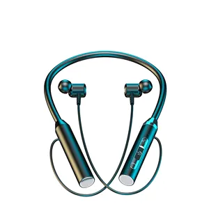 Hot Selling Wireless Blue Tooth Earphones Hang Around The Neck Metal Sports Earbuds Suitable For Student And Beautiful Girl