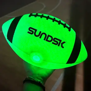 Kustom led hijau menyala dalam gelap bola sepak bola Amerika ukuran 3 6 7 9