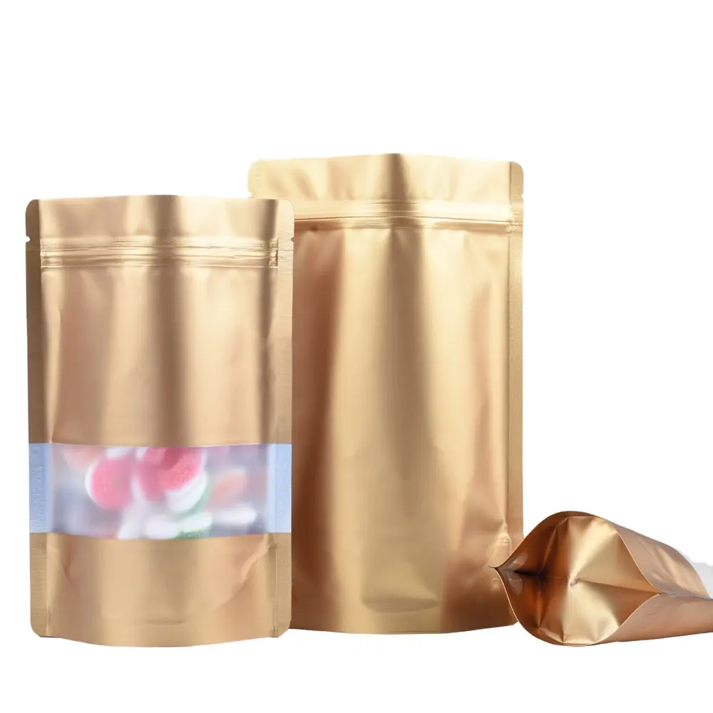 Saco de empacotamento Zip Lock da folha de ouro das especiarias secas para o arroz do chá do armazenamento do alimento Moringa