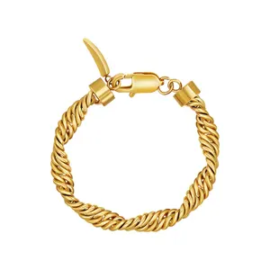 Derniers bijoux en acier inoxydable plaqué or 18 carats chaîne torsadée épaisse Hip Hop pour femmes accessoires bracelet C239258