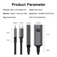 Cable trenzado de transmisión de video Ultra HD 8K UNIEAN, adaptador de video USB-C a UHD para conectar el teléfono móvil al televisor.