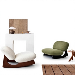 <span class=keywords><strong>Sedia</strong></span> a Dondolo Vintage in Stile Nordico per Casa e Ufficio, Struttura in Legno con Tessuto in PU, Arredo Confortevole per la Casa - Product Image 4