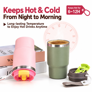 Portable 304 <b>Stainless</b> <b>Steel</b> Travel Coffee Tumbler Dual Drinking Lid Vacuum Insulated Car <b>Cup</b> with Strap - Product Image 5