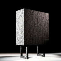 Panneau mural en bois 3D gaufré de luxe moderne, panneau en placage noir géométrique sculpté pour usage domestique et commercial