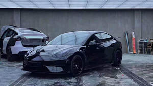 Kit carrosserie complet en FRP pour <span class=keywords><strong>Tesla</strong></span> Model 3 : pare-chocs avant et arrière, jupes latérales, capot moteur et aileron - Product Image 4