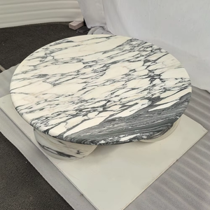 Tavolino da Caffè Rotondo in Marmo Calacatta Viola con 3 Gambe, Design Semplice in Stile Francese, Personalizzabile all'Ingrosso - Product Image 6