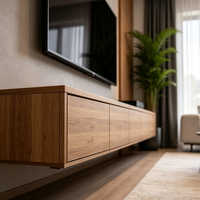 Meuble TV mural de qualité supérieure, style nordique rustique en bois, personnalisable, pour salon, meuble TV modulaire