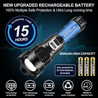 Linterna LED de Largo Alcance, Nueva Pantalla Digital, Luz Potente Recargable, Ultra Brillante, Interruptor Doble, Linterna para Exteriores