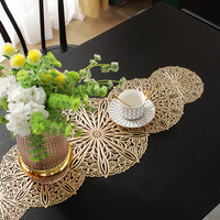 Chemin de table en PVC ajouré Mandala Sunburst, pliable, imperméable, résistant à l'huile, résistant à la chaleur, lavable, écologique