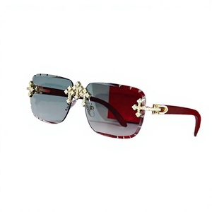 Rimless Square <b>Sunglasses</b> UV400 Protection Durable Fashion Eyewear Diamond Cut Edge Statement <b>Shades</b> Outdoor Street Wear Silver - Product Image 5
