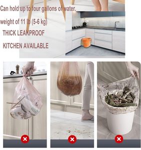 Huamaohengchun - Paquete de 120 Bolsas de Basura Pequeñas y Resistentes de LDPE, Plegables en C, Color Dorado, para Oficina y Hogar (4 Galones) - Product Image 5