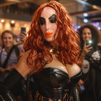 Masque en latex réaliste pour femme, masque intégral pour le visage, masque de cosplay avec cheveux bouclés rouges, maquillage glamour, pour costume de fête d'Halloween