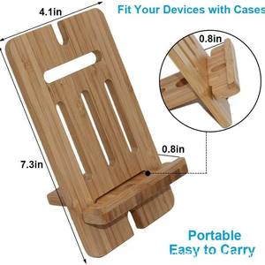 Bamboo Wood Phone Stand Desktop <b>Tablet</b> <b>Holder</b> Natural Color Solid Wood Detachable Design For Charging And Display - Product Image 4