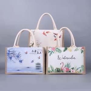 Bolsa de Yute Personalizada al por Mayor, Bolsa de Mano de Arpillera Natural, Bolsa de Compras de Yute Ecológica Reutilizable - Product Image 5