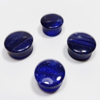 Plugs d'oreille en verre soufflé, piercing simple, anneau en O, glaçure bleue, pierre, dilatateur classique unisexe, micro-insert 3-25 mm