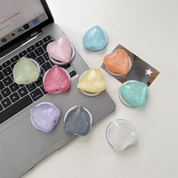 Support de téléphone magnétique de bureau télescopique en forme de cœur 3D couleur unie scintillante style coréen avec anneau de maintien – Vente en gros usine