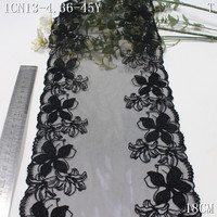Dentelle brodée noire de haute qualité 18CM, garniture florale douce pour la fabrication de soutiens-gorge, sous-vêtements et lingerie