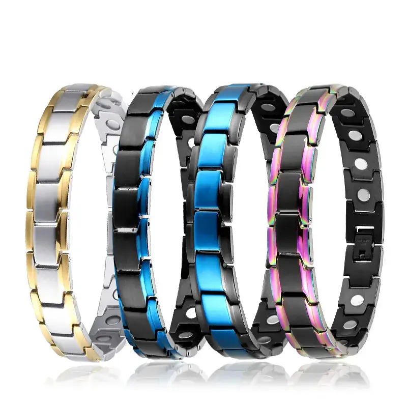 Power Energy Bracelets Jewelry Twisted New Healthy Unisex Magnetic Therapy Chain Stone Stainless Steel Bracelet