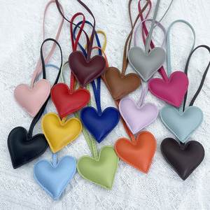 Wholesale Heart-shaped PU Leather Keychain Fashion love Pendant Luxury <b>Bag</b> Charms Women's <b>Bag</b> Accessories Customized - Product Image 1