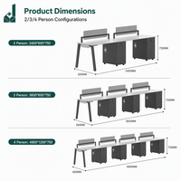Bureau de travail ergonomique moderne et minimaliste, durable, pour 2 à 6 personnes, avec écran de confidentialité, table d'ordinateur pour le personnel, pour les lieux de travail