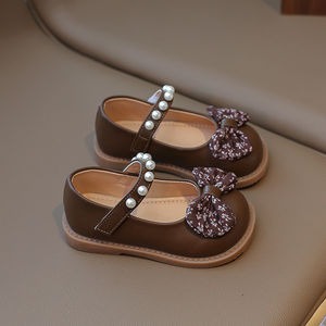 Zapatos Infantiles Casuales para Niñas, Diseño Simple y Moderno, con Lazo de Perlas y Flores, Alta Calidad, con Cierre de Velcro - Product Image 4