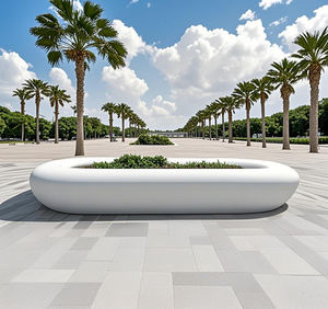 Banco Comercial Ecológico de FRP GRC con Forma Hexagonal G75, con Listones de Madera y Jardinera para Parques y Hoteles - Product Image 5